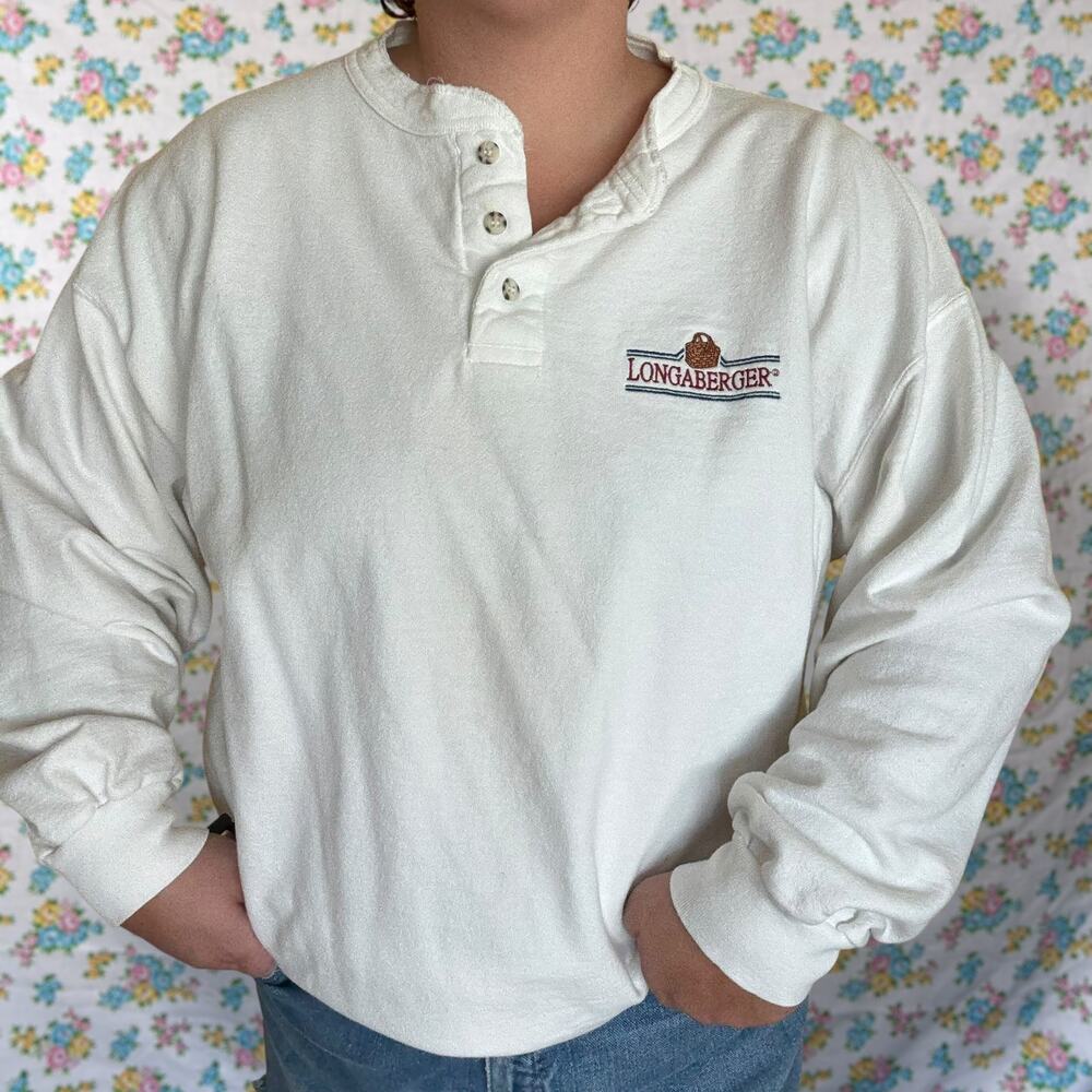 Vintage Longaberger long sleeve henley shirt size XL